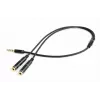 Adapter audio Gembird CCA-417M 2×3,5 mm męski na 3,5 mm żeński, 0,2 m, czarny