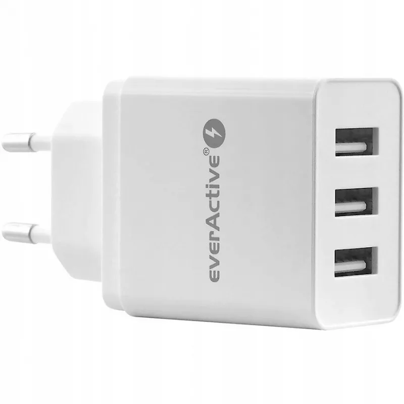 Ładowarka Everactive 3x USB 3, 4A BIAŁA