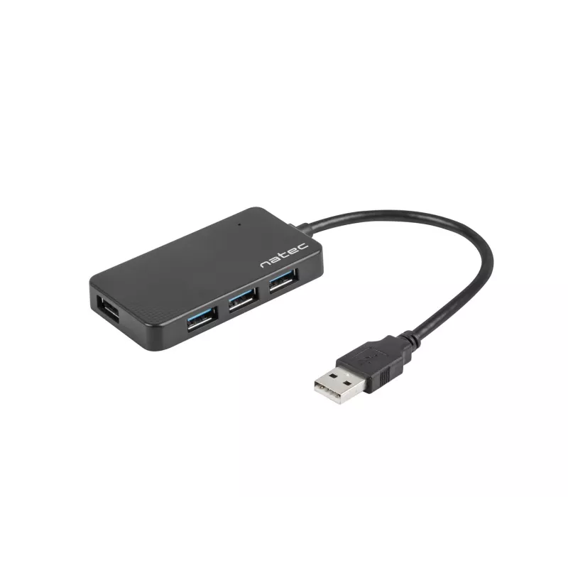 USB hub NATEC Moth 4-port USB 3.2 Gen 1 Type-A (5000 Mbit/s), zasilany przez USB, czarny, kabel 0,15 m