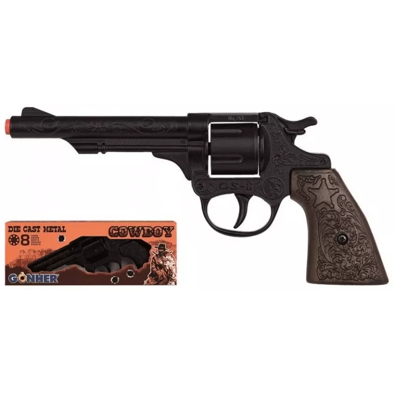 Zabawkowy metalowy pistolet kowbojski Pulio model 15580/6 — realistyczny design, metalowa konstrukcja