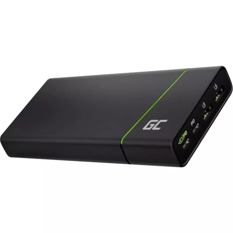 Przenośna bateria zielony Cell PowerPlay Ultra 26800 mAh, moc wyjściowa 128 W, Quick Charge 3.0, 2x USB‑C, 2x USB‑A, grafitowa