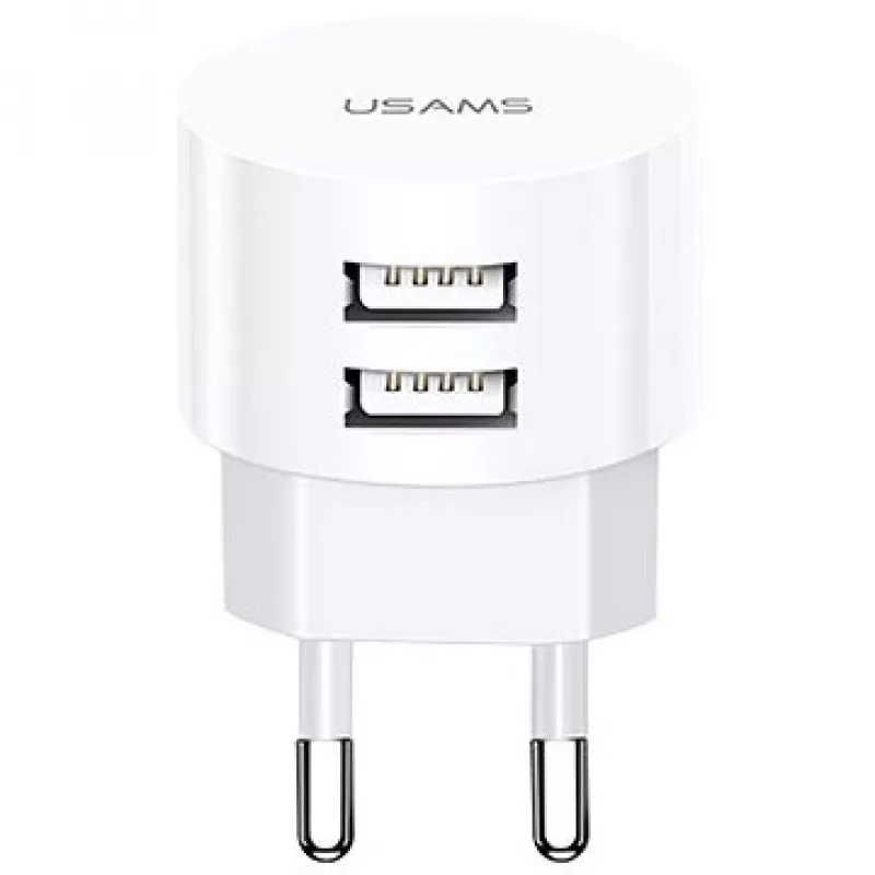 USAMS US-CC080 T20 Podwójna USB Okrągła Ładowarka Podróżna, 10,5 W, Biała