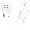 Ładowarka usams XTXLOGT18TC05 z 2 portami USB i zintegrowanym kablem USB‑C, wyjście 2.1 A