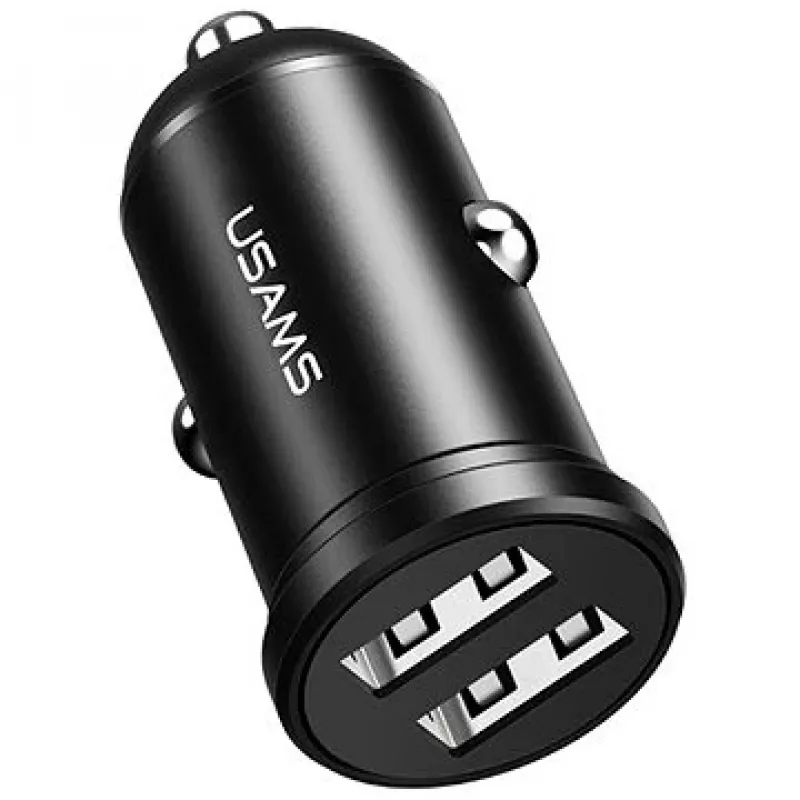 Ładowarka samochodowa usams USA000867 — Dual USB 2×2.4A, czarna