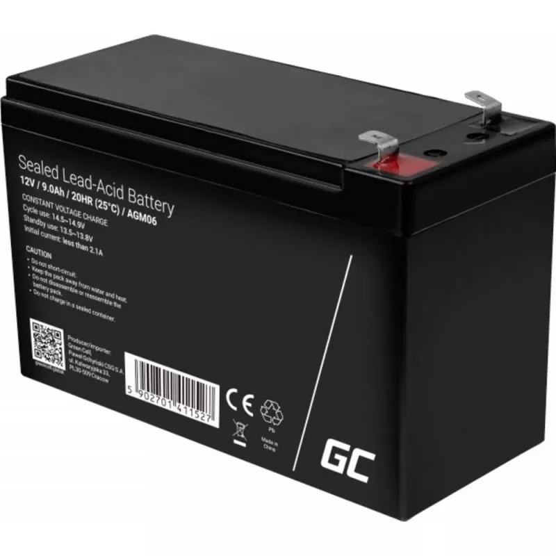 Akumulator UPS zielony Cell AGM06 — 12 V 9 Ah Sealed Lead Acid (VRLA) 95 × 151 × 65 mm, 2.3 kg
