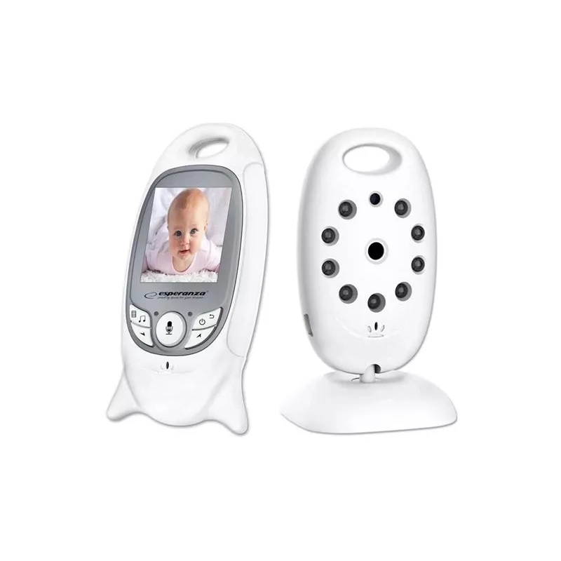 Wideonadzieżowy monitor do opieki nad dzieckiem ESPERANZA EHM001 — 2-calowy LCD, wideo 320×240, noktowizor 5 m, czujnik temperatury, zasięg do 260 m, akumulator LiPo 540 mAh