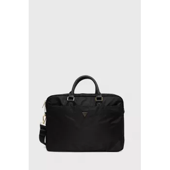 Torba na laptopa GUESS GUCB15NTMLBK 16-calowa czarna nylonowa z logo trójkąta
