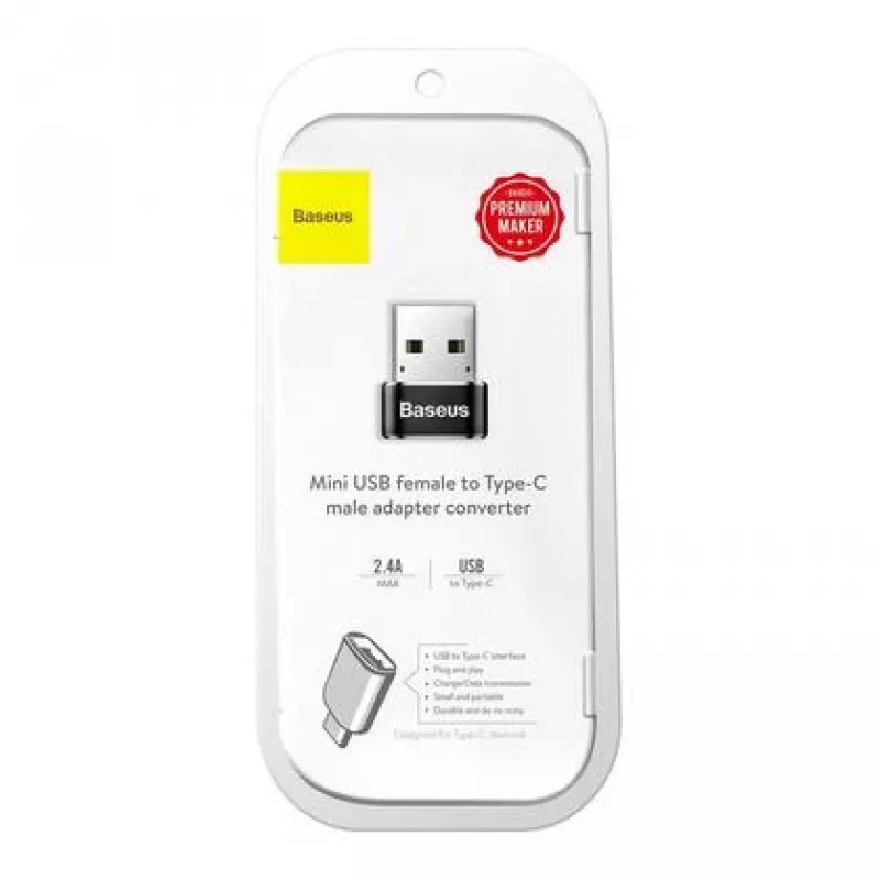 Baseus Adapter USB męski na Type-C żeński Czarny
