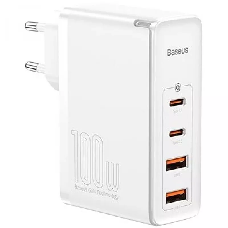Travel Charger Baseus GaN2 Pro Quick 2x USB + 2x USB-C, 100W, EU (Biały)