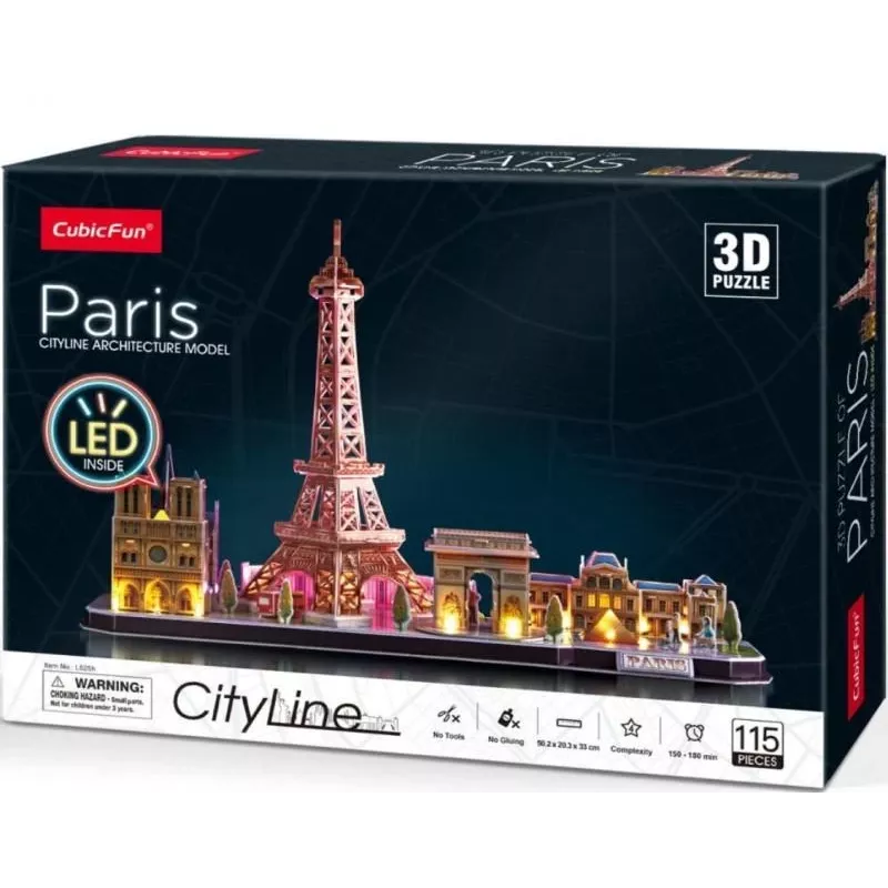 3D Puzzle CubicFun City Line Paris LED 115 szt.