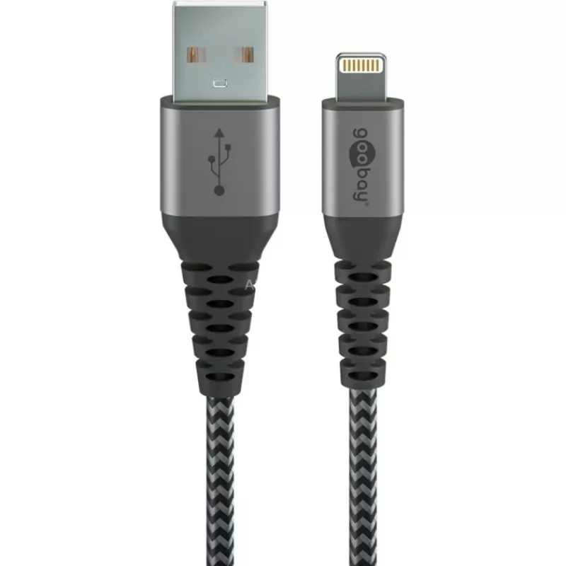 Kabel Lightning GOOBAY 49268 — USB A do Lightning, 1 m, 2.4A, szary / srebrny