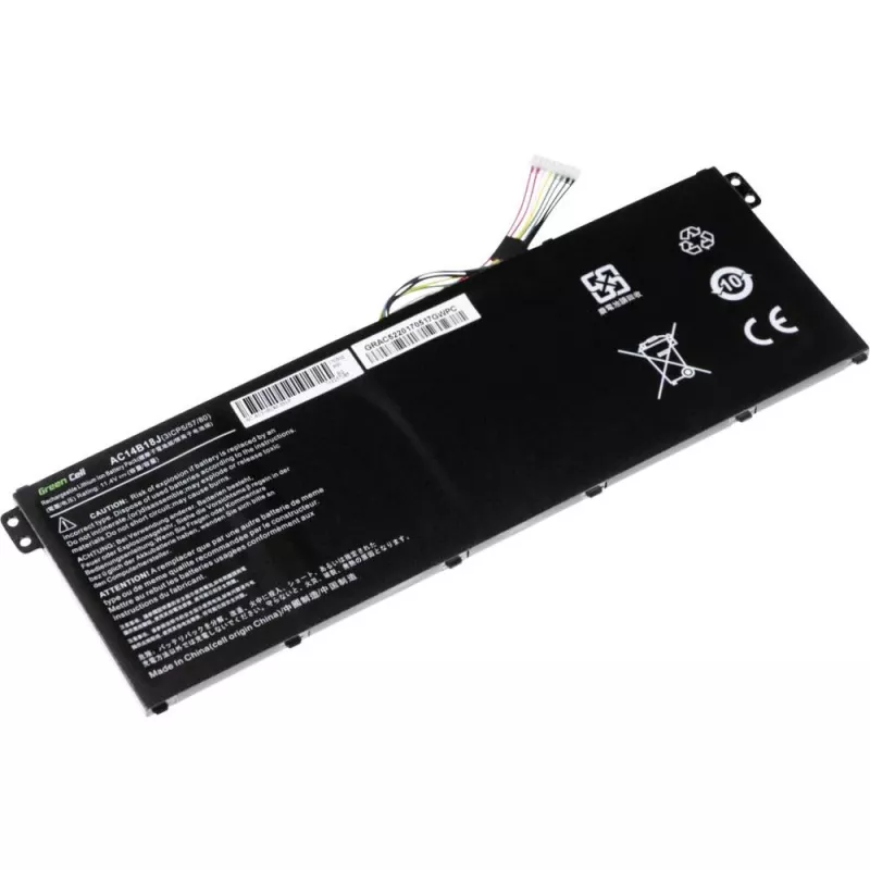 Bateria zielony Cell AC52 do Acer Aspire E11 ES1-111M ES1-131 E15 ES1-512 Chromebook CB3-111 CB5-311, 11,4 V 2200 mAh Li-Ion, 3 ogniwa, czarna