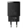 Wewnętrzna szybka ładowarka USB Baseus CCXJ-B01 — 2 porty (USB-C PD 20W + USB-A QC3.0 18W), 100–240 V, czarna