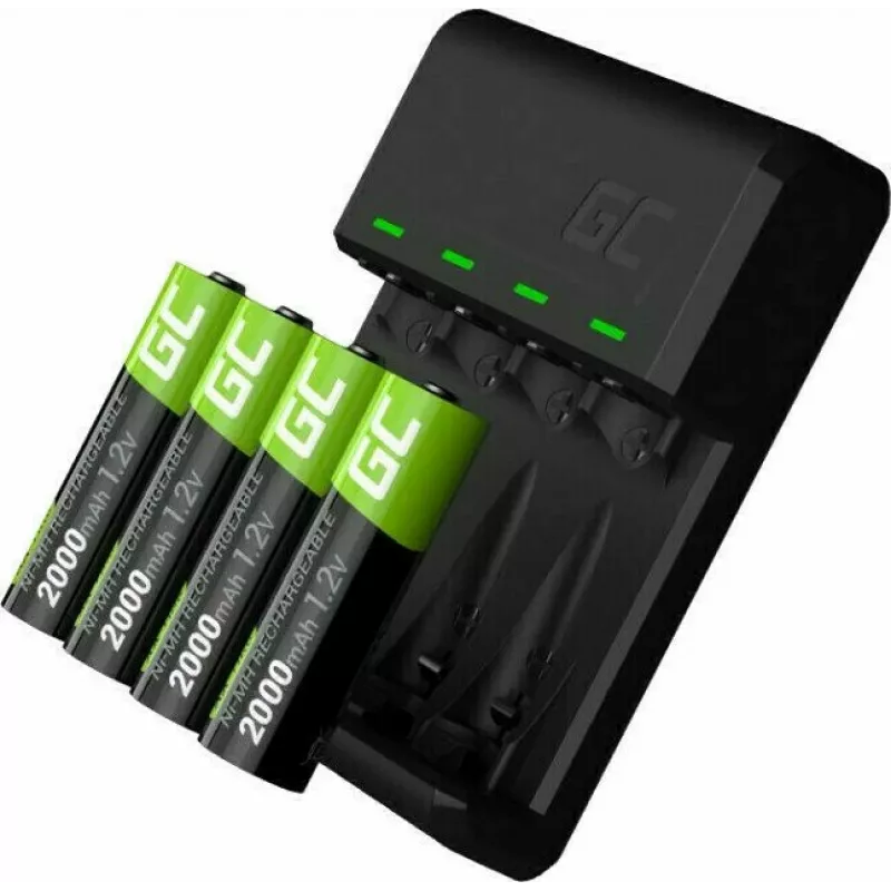 Ładowarka do akumulatorów zielony Cell GC VitalCharger z 4 akumulatorami NiMH AA 2000 mAh