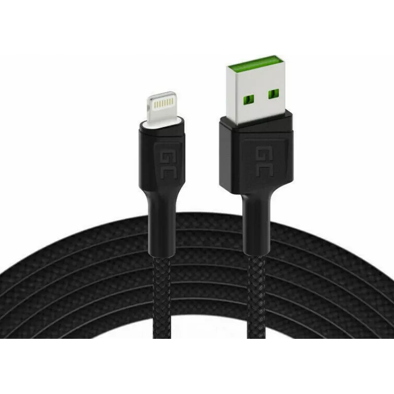 Kabel USB-A – Lightning zielony Cell KABGC12, 2 m, Lightning – USB A, czarny