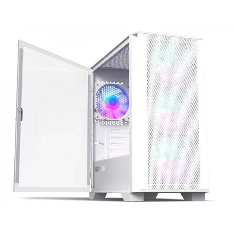 Montech AIR 100 ARGB Obudowa MICRO-ATX z Czterema Wentylatorami ARGB Pre-Instalowanymi, Ultra-Minimalistyczny Design, Drobna Siatka na Panelu Przednim, Wysoki Przepływ Powietrza, Unikalny Bok