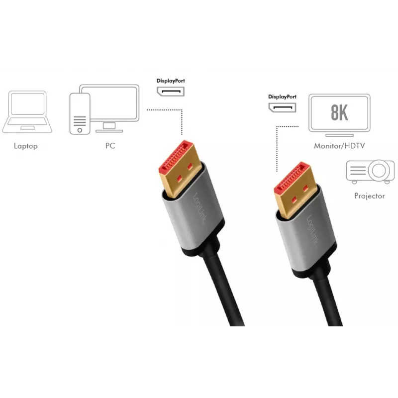 LogiLink CDA0106 Kabel DisplayPort Czarny Szary 3 M