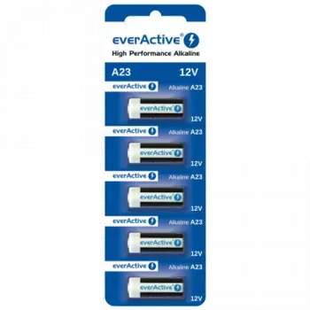 Alkaliczny komplet baterii everActive A23 12V, 5 szt. blister — do pilotów i drobnej elektroniki