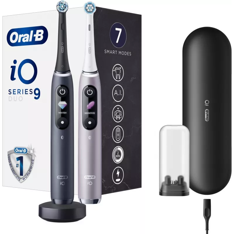 Szczoteczka do zębów Oral-B iO Series 9 Duo 2 szt. Czarny Onyks/Kwarc Różowy