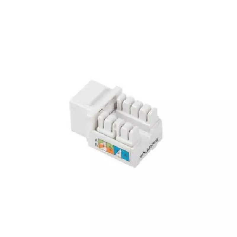 Moduł keystone LANBERG KSU6-1090, Cat6 U/UTP płaski, RJ-45 męski do LSA żeńskiego, AWG 22/26, 14.5×16.1 mm, biały