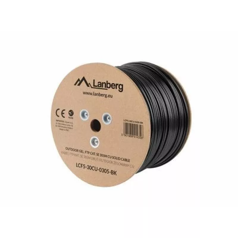 Kabel sieciowy Lanberg LCF5-30CU-0305-BK RJ45 Cat5e 305 m Czarny