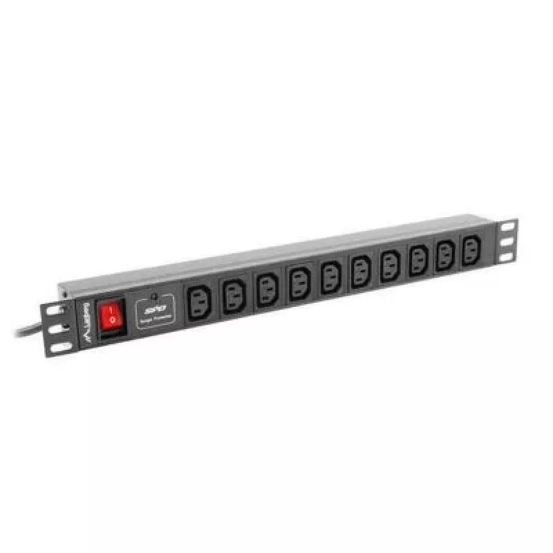 Listwa zasilająca LANBERG PDU-10I-0200-IEC-BK — 10× gniazd C13, kabel 2 m, 10 A, 2500 W, czarna