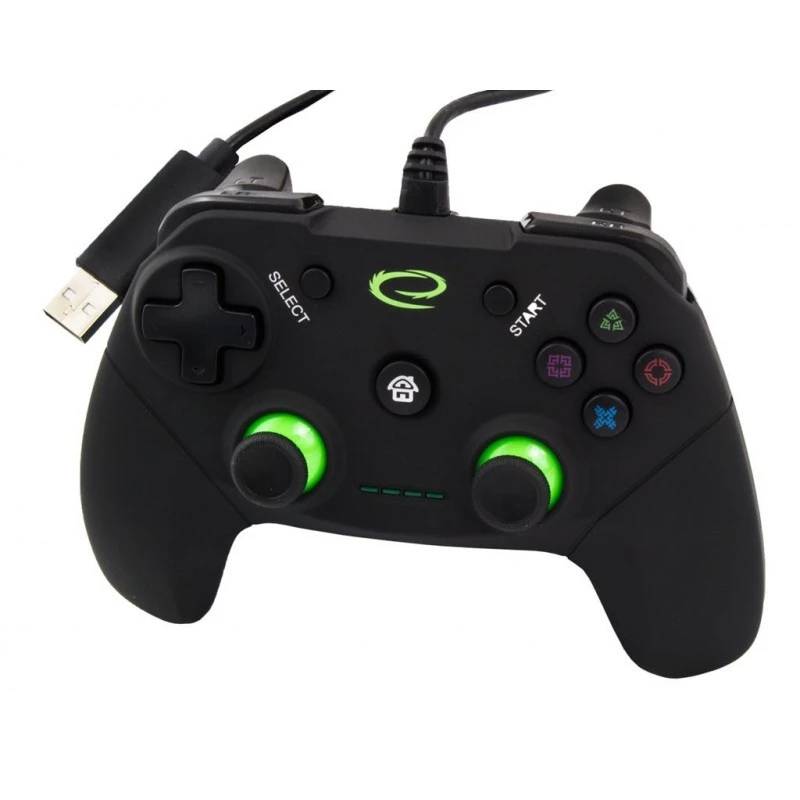 Gamepad ESPERANZA EGG110K przewodowy USB z wibracją, 12 przycisków, kabel 1,5 m — do PC i PS3