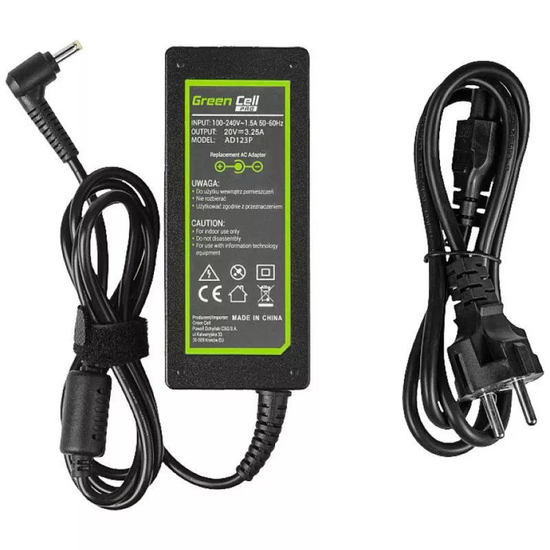 Zasilacz zielony Cell AD123P 65 W 20 V 3,25 A do Lenovo, wewnętrzny, czarny, kabel 2 m