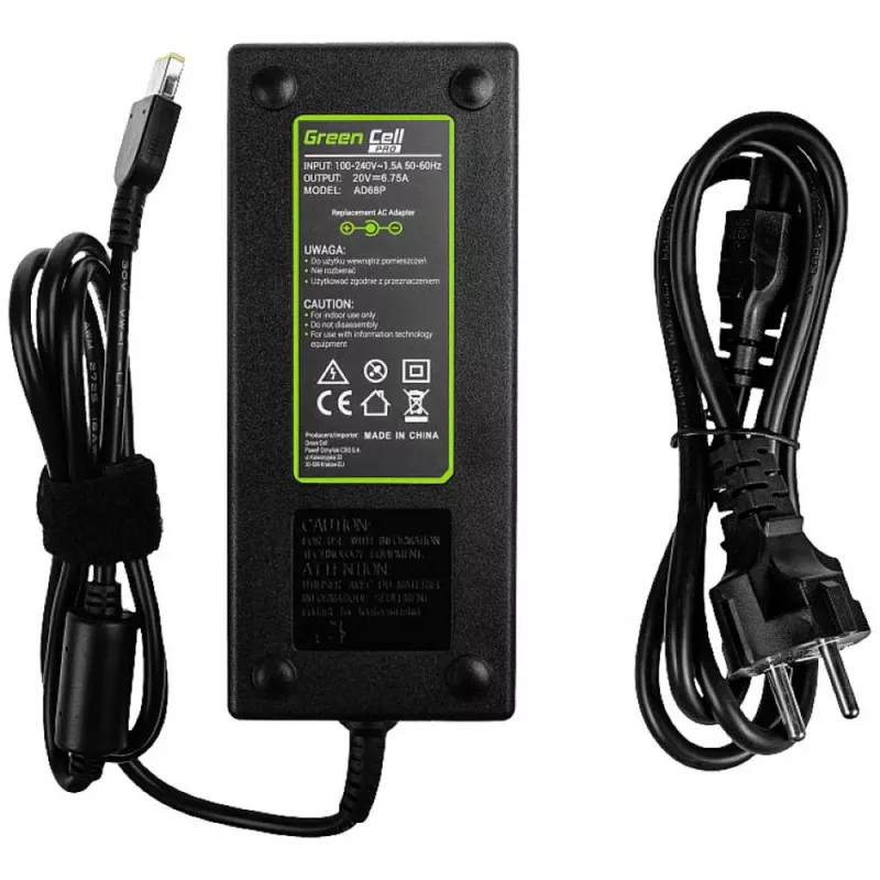 Zasilacz zielony Cell AD68P 135 W AC/DC 20 V 6,75 A wewnętrzny czarny