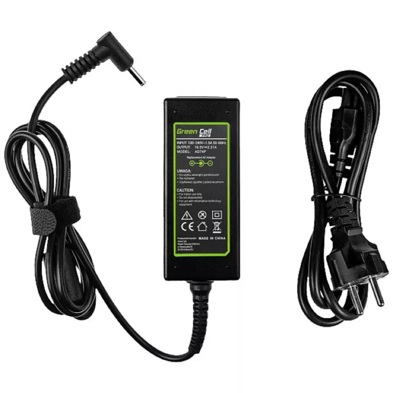 Adapter zasilania laptopa AC-to-DC Green Cell AD74P 45W 19.5V 2.31A do użytku wewnętrznego, czarny