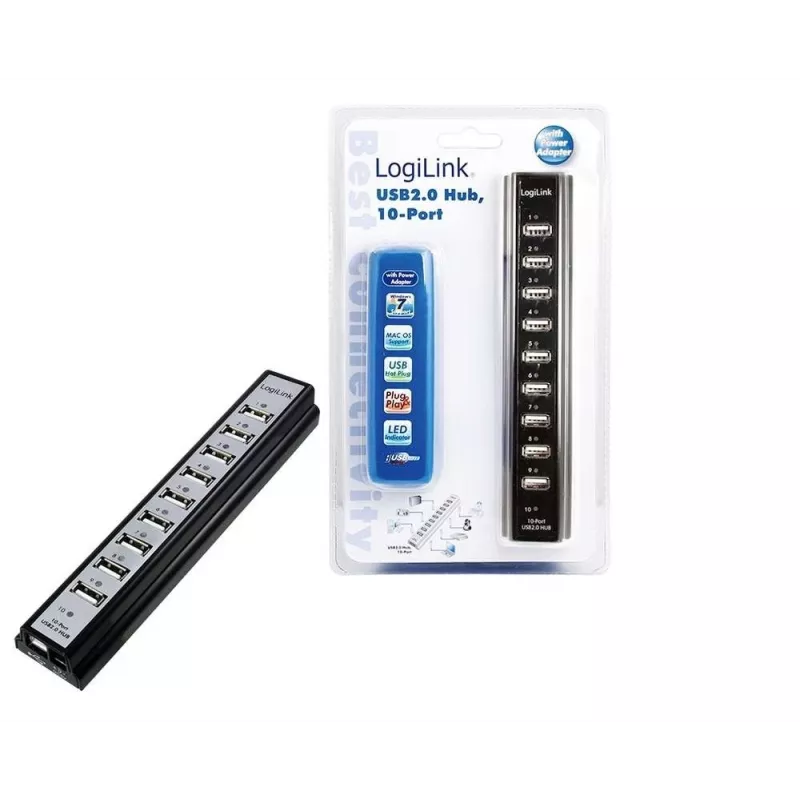 LogiLink UA0096 koncentrator interfejsów 480 Mbit/s Czarny
