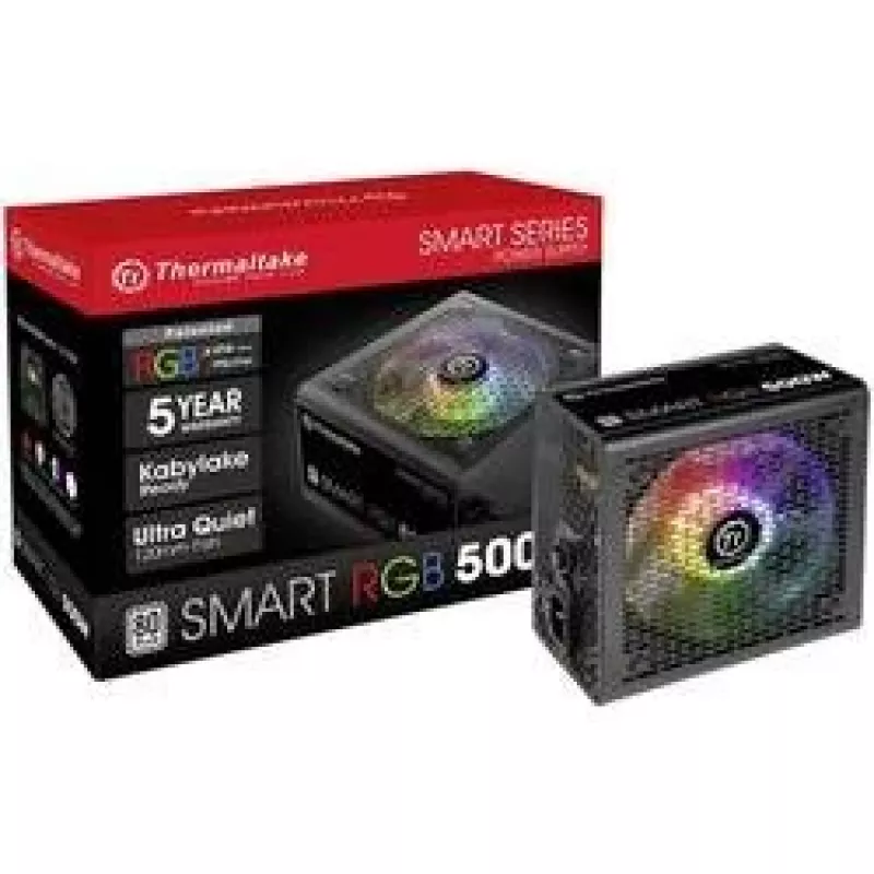 Thermaltake SMART RGB PS-SPR-0500NHSAWE-1 - Zasilacz (wewnętrzny) - ATX12V 2.3 - 80 PLUS - AC 230 V - 500 W - aktywny PFC - Czarny