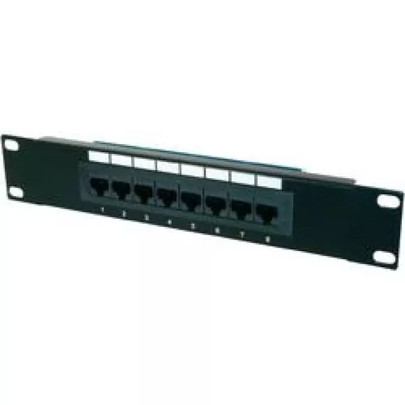 Panel krosowy 10 8 portów, Cat5e, U/UTP, 1U, czarny (kompletny)