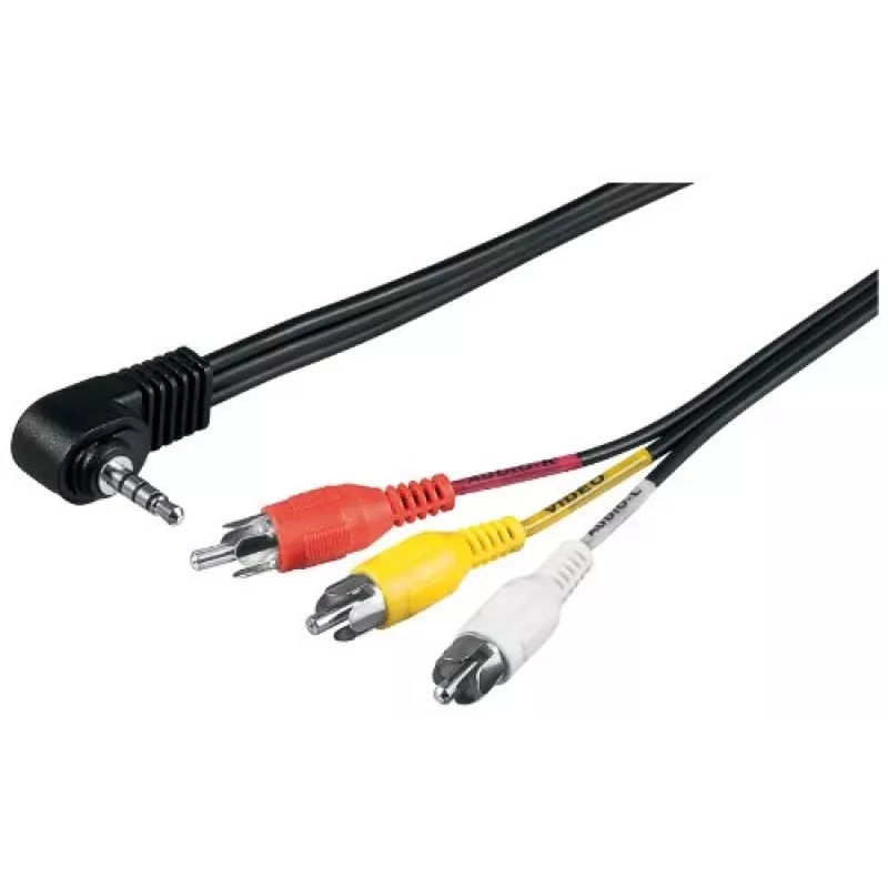 Wentronic Goobay adapter kablowya 3,5 mm jack/RCA, 1,5 m - wtyk jack 3,5 mm (4-pinowy, stereo) 90° > 3x wtyk RCA (50209)