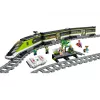 LEGO 60337 City Express Pociąg Pasażerski Zdalnie Sterowany Zabawka Prezent dla Dzieci Chłopców i Dziewczynek z Działającymi Reflektorami 2 Wagonami i 24 Torami