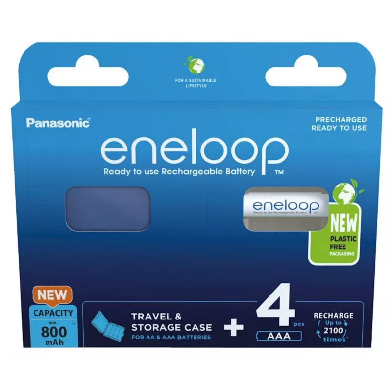 Akumulatorki PANASONIC ENELOOP AAA 800 mAh 4 szt. + etui (BK-4MCDE/4CP+CASE)