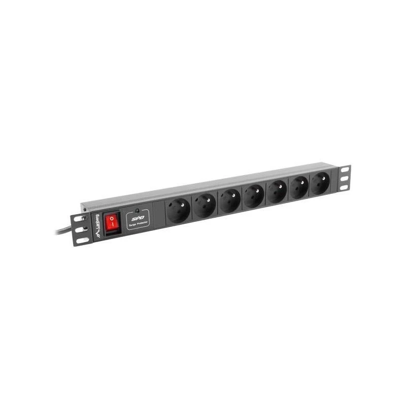 LANBERG PDU-07E-0200-IEC-BK PDU 1U 10A 7 gniazd francuskich 2m Czarny