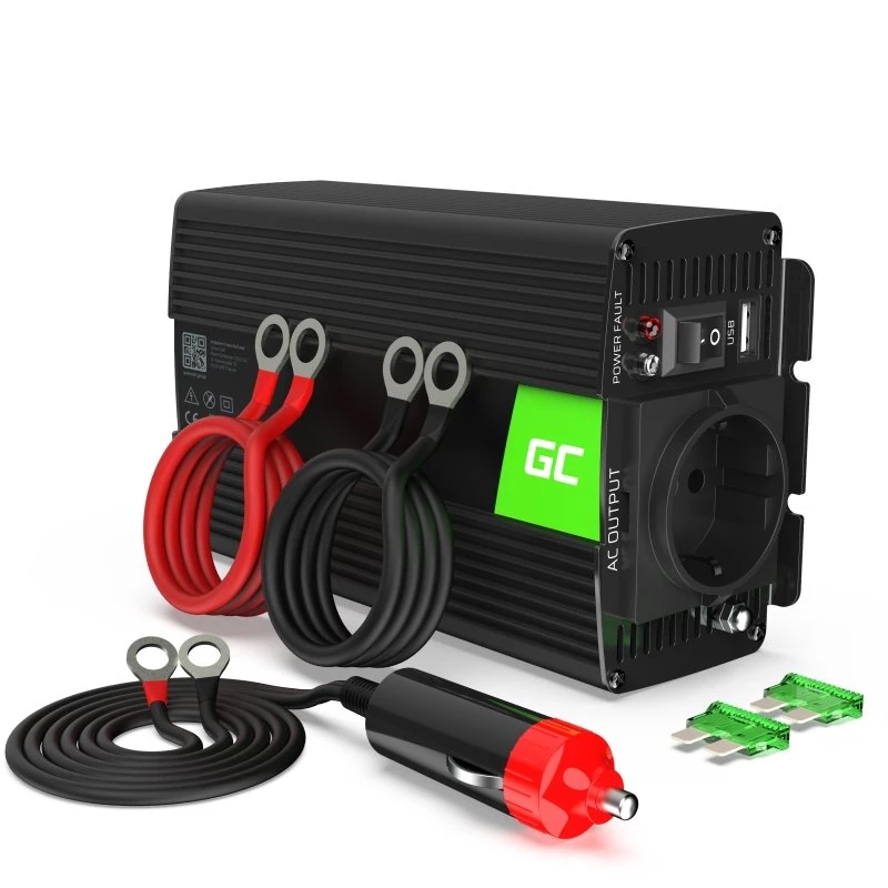 Adapter zasilający inwerter zielony Cell INV17 Auto 500W czarny