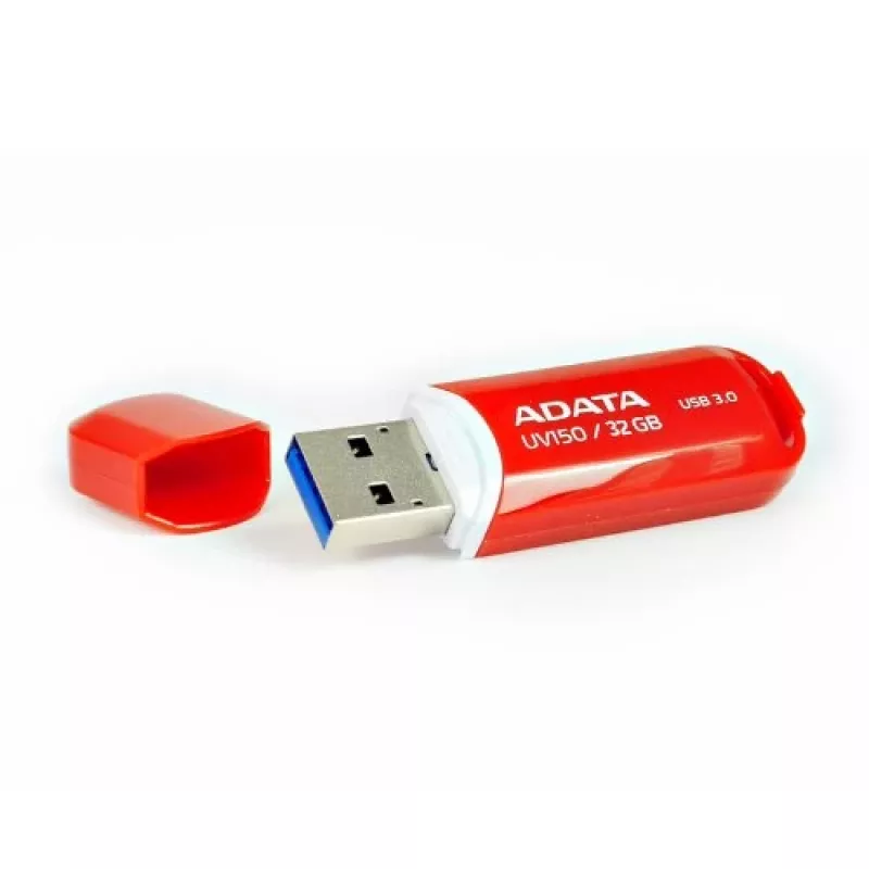 Pamięć flash USB ADATA DashDrive UV150 32GB, USB Type-A 3.2 Gen 1, czerwona, konstrukcja z nasadką