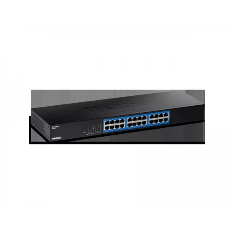 TRENDnet 24-portowy przełącznik Gigabit, TEG-S25, 24 porty Gigabit RJ-45, przepustowość 48 Gbps, konstrukcja bez wentylatora, obudowa metalowa, zasilacz wewnętrzny
