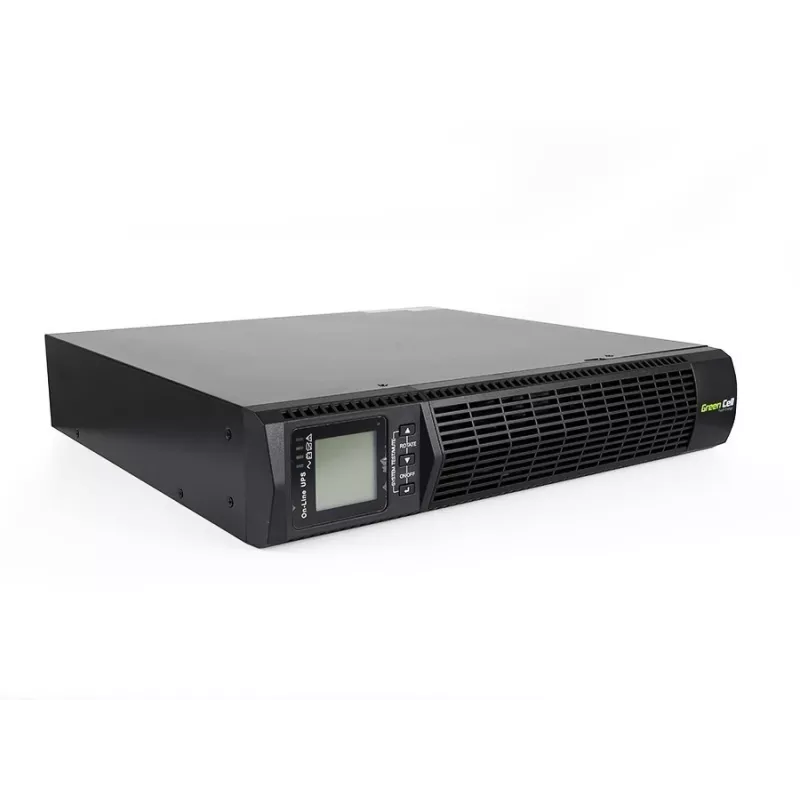 Zasilacz awaryjny zielony Cell UPS13 — zasilacz UPS online z podwójną konwersją, 1000 VA / 900 W, czysty sinus, 6 gniazd AC, LCD, 2×12V 9Ah