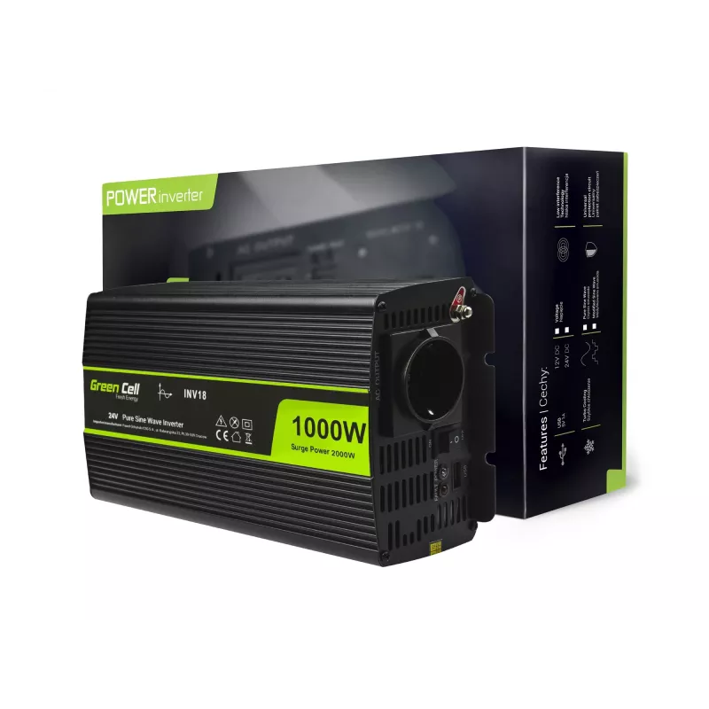 INV18 - Uniwersalny - Samochodowy - 24 V - 1000 W - 230 V - DC-AC