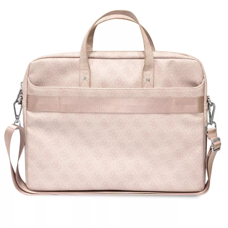 Guess 4G Triangle Logo Laptop Bag 16 Rose Pink Saffiano - GUCB15P4TP