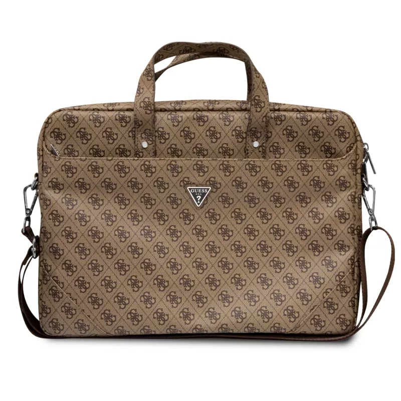 Torba na laptopa GUESS GUCB15P4TW 16 cali brązowa Saffiano z logo trójkąta 4G