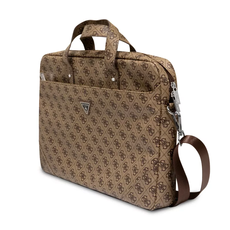 Torba na laptopa GUESS GUCB15P4TW 16 cali brązowa Saffiano z logo trójkąta 4G