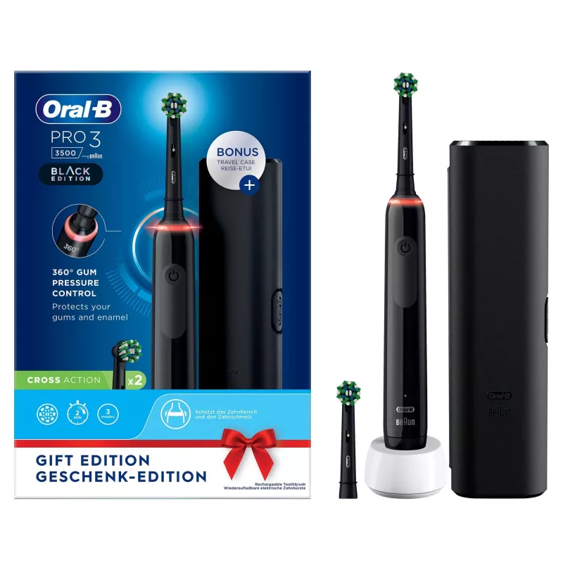 Oral-B Pro 3 3500 Dla dorosłych Rotacyjna szczoteczka do zębów Czarna