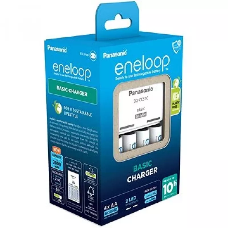 Ładowarka do baterii PANASONIC Eneloop Basic BQ-CC51 + 4x AA 2000 mAh (K-KJ51MCD40E)