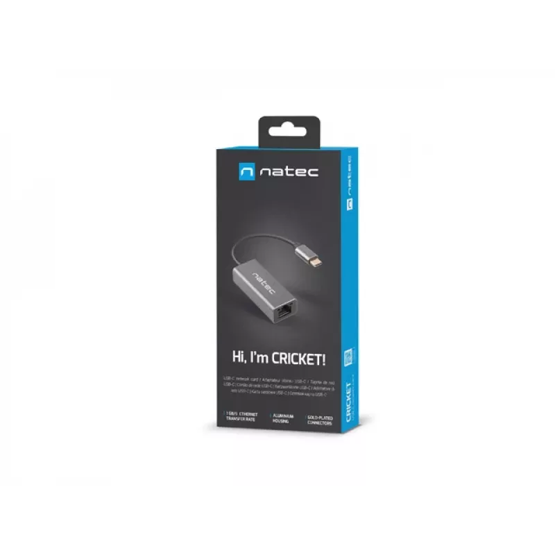 NATEC Cricket USB 3.2 Gen 1 Type-C Szary Hub Ethernet 1000 Mbit/s