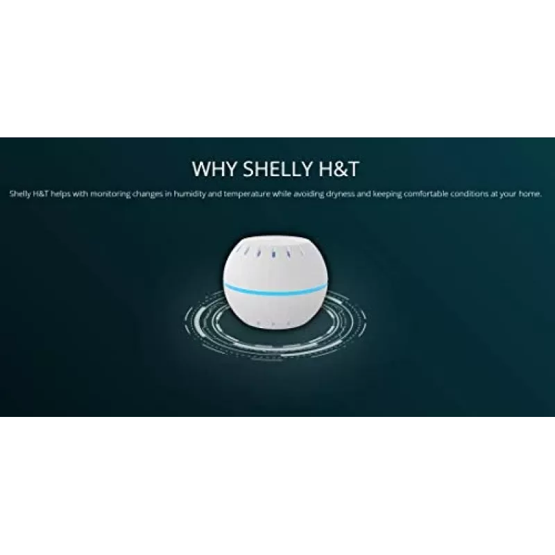 Shelly H&T, Czujnik wilgotności i temperatury bezprzewodowy, Kompaktowy, WiFi, Higrometr, Monitor, Automatyka domowa, Aplikacja iOS Android – Czarny