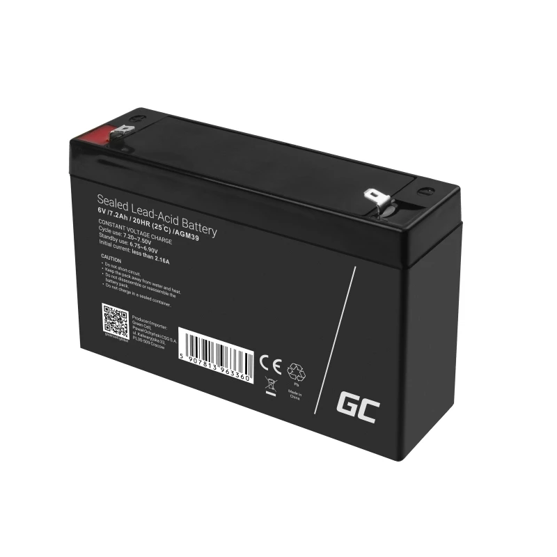 zielony Cell AGM39 przemysłowy akumulator 7200 mAh 6 V